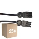 Fordelspakke 25x Noxion GST - Kompatibel Forlængerkabel Sort - Han + Hun - 2m - 3 pole 1,5mm2